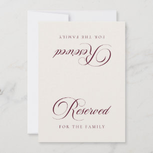 Classic Ivory Burgundy Reserved Wedding Table Card
