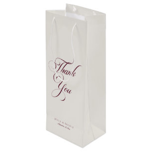 Classic Ivory Burgundy Simple Wedding Welcome Wine Gift Bag