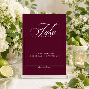 Classic Ivory Burgundy Take A favour Wedding Sign Invitation