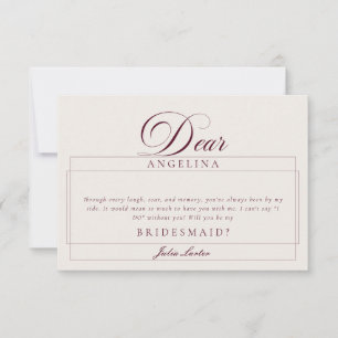 Classic Ivory Burgundy Wedding Bridesmaid Cards