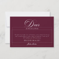 Classic Ivory Burgundy Wedding Bridesmaid Cards