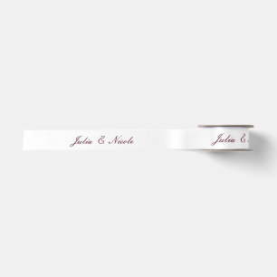 Classic Ivory Burgundy Wedding Custom Name Satin Ribbon