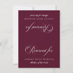 Classic Ivory Burgundy Wedding Reserved Table Card