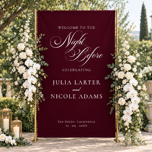 Classic Ivory Burgundy Wedding The Night Before Banner