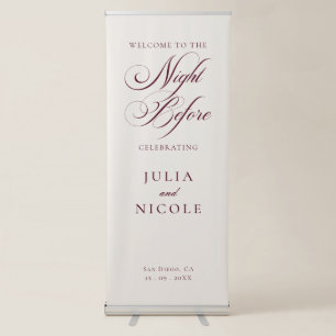 Classic Ivory Burgundy Wedding The Night Before Retractable Banner