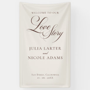 Classic Ivory Burgundy Welcome Wedding Banner Sign