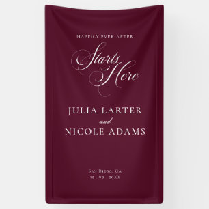 Classic Ivory Burgundy Welcome Wedding Banner Sign