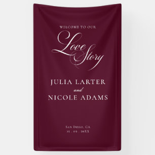 Classic Ivory Burgundy Welcome Wedding Banner Sign