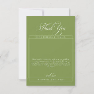 Classic Ivory Calligraphy Photo Wedding Thank You Card