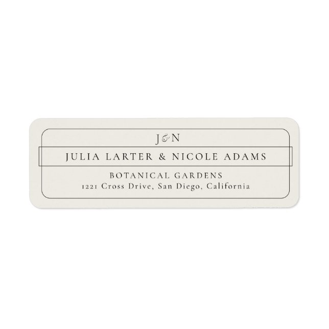Classic Ivory Calligraphy Return Address Label (Front)