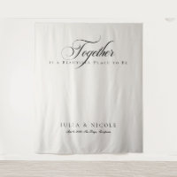 Classic Ivory Calligraphy Wedding Backdrops Banner