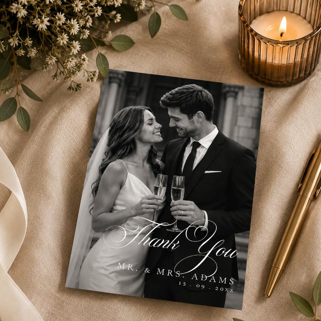 Classic Ivory Calligraphy Wedding Note Thank You Card (Creator Uploaded)