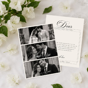 Classic Ivory Calligraphy Wedding Photos Thank You Invitation