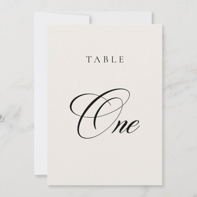 Classic Ivory Calligraphy Wedding Table Number (Front)
