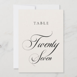 Classic Ivory Calligraphy Wedding Table Number