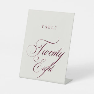 Classic Ivory Calligraphy Wedding Table Number Pedestal Sign