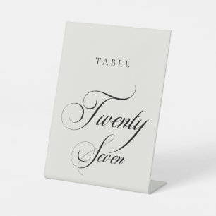 Classic Ivory Calligraphy Wedding Table Number Pedestal Sign