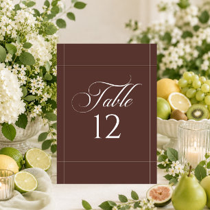Classic Ivory Choco Brown Calligraphy Table Number