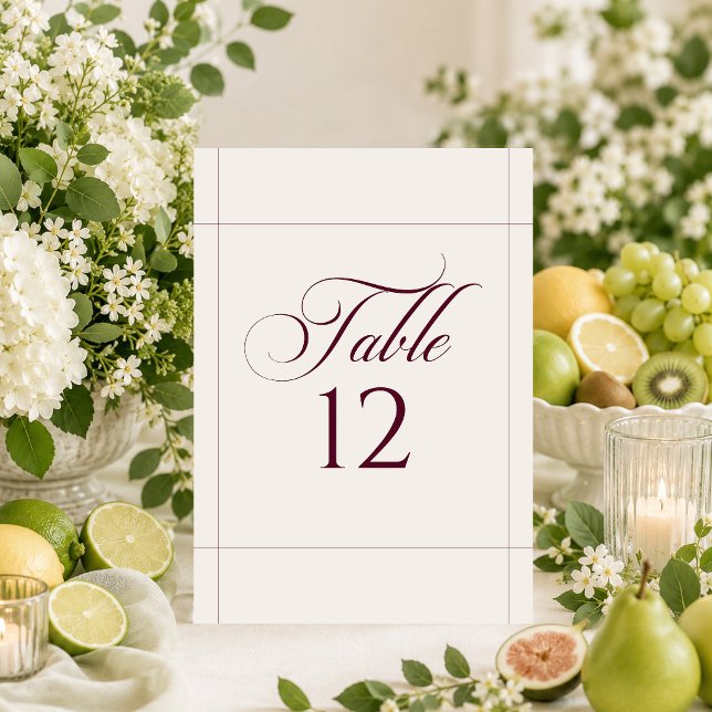 Classic Ivory Choco Brown Calligraphy Table Number (Creator Uploaded)