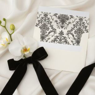 Classic Ivory Damask Rococo Pattern Wedding Envelope