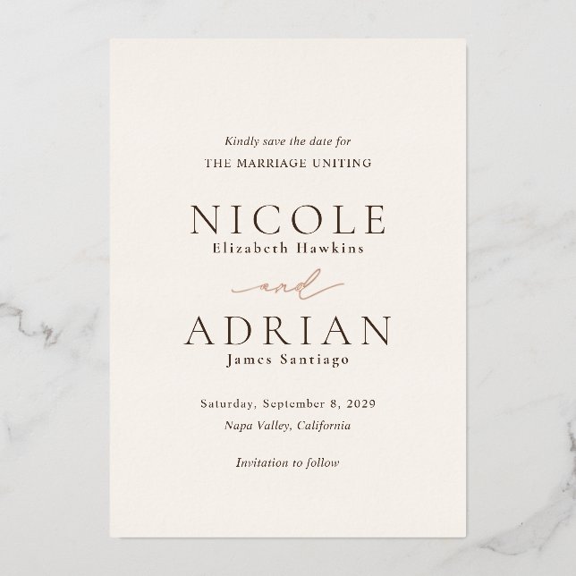 Classic Ivory Elegant Wedding Save the Date (Front)
