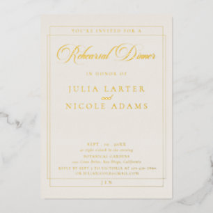 Classic Ivory Gold Calligraphy Rehearsal Dinner