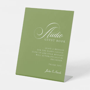 Classic Ivory Green Audio Guest Book Wedding Sign