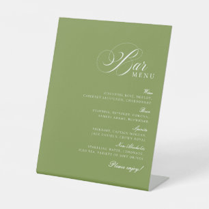 Classic Ivory Green Bar Drinks Menu Wedding Sign
