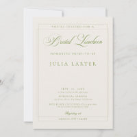 Classic Ivory Green Calligraphy Bridal Luncheon