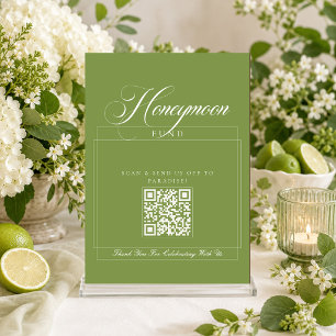 Classic Ivory Green Calligraphy Honeymoon Fund Invitation