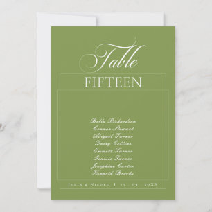 Classic Ivory Green Calligraphy Name Table Number
