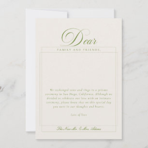 Classic Ivory Green Calligraphy Wed Announcements