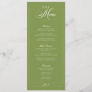 Classic Ivory Green Calligraphy Wedding Menu