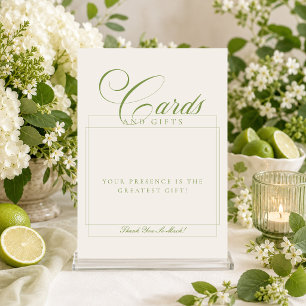 Classic Ivory Green Cards & Gifts Wedding Sign