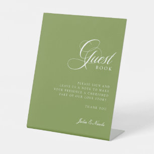 Classic Ivory Green Guest Book Wedding Sign