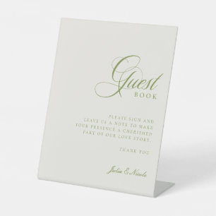 Classic Ivory Green Guest Book Wedding Sign