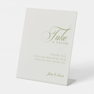 Classic Ivory Green Take A Favour Wedding Sign