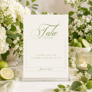 Classic Ivory Green Take A favour Wedding Sign Invitation