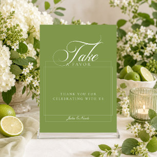Classic Ivory Green Take A favour Wedding Sign Invitation