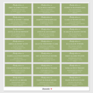 Classic Ivory Green Wedding Guest Address Labels