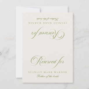 Classic Ivory Green Wedding Reserved Table Card