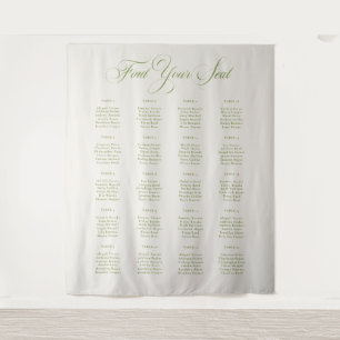 Classic Ivory Green Wedding Seating Chart Sign Tapestry