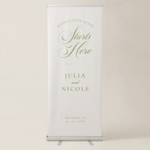 Classic Ivory Green Welcome Wedding Banner Sign
