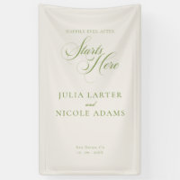 Classic Ivory Green Welcome Wedding Banner Sign