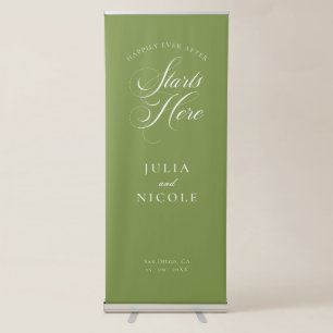 Classic Ivory Green Welcome Wedding Banner Sign