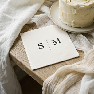 Classic Ivory Monogram Wedding Napkin