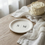 Classic Ivory Monogram Wedding Paper Plate<br><div class="desc">Enhance your wedding decor with these custom paper plates, featuring the couple’s monogram beautifully centred in an elegant serif font. The earthy beige ivory tone adds a refined, natural touch, making these plates ideal for both elegant and rustic-themed weddings. Perfect for cocktail hours, receptions, or casual wedding celebrations, these personalised...</div>