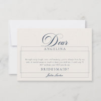 Classic Ivory Navy Blue Bridesmaid Proposal Cards