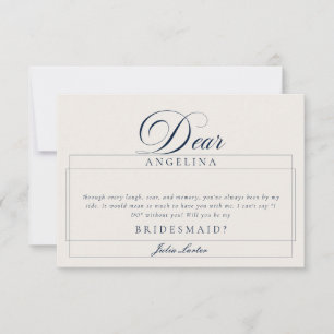 Classic Ivory Navy Blue Bridesmaid Proposal Cards