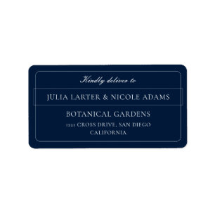 Classic Ivory Navy Blue Calligraphy Address Labels